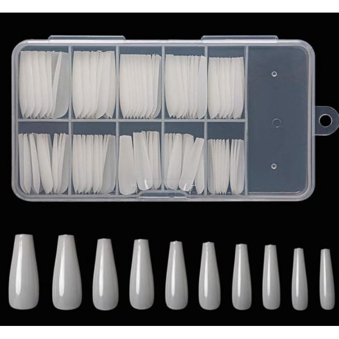 Ballerina Nails Long False Nails Coffin Fake Nails Full Cover Length 100 Pieces Artificial Fingernails Tip with Case for Nail Salons and DIY Nail Art, 10 Sizes (Natural) - Image 5